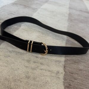 Chic Black Belt with Gold Accent